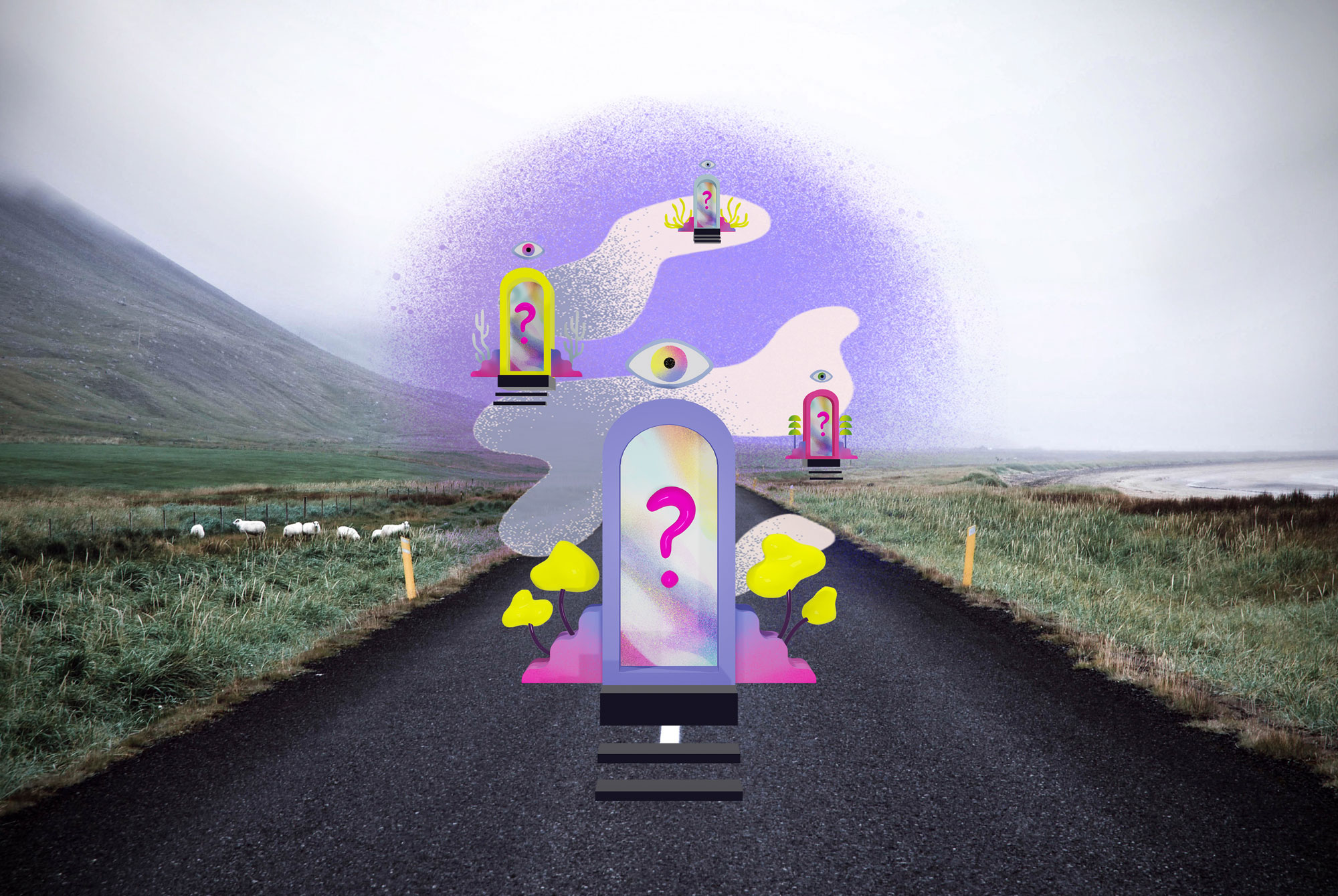 The All Seeing Die — AR divination game with multiverse street scene composite