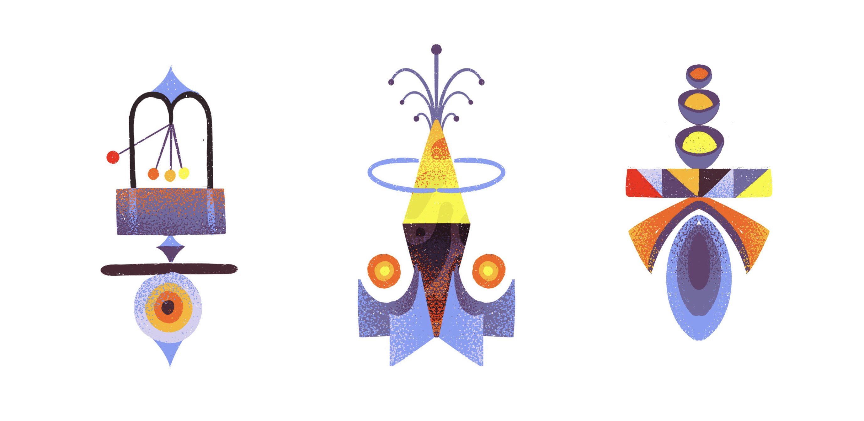 AR Amusements — early character exploration sketches inspired by carnival rides