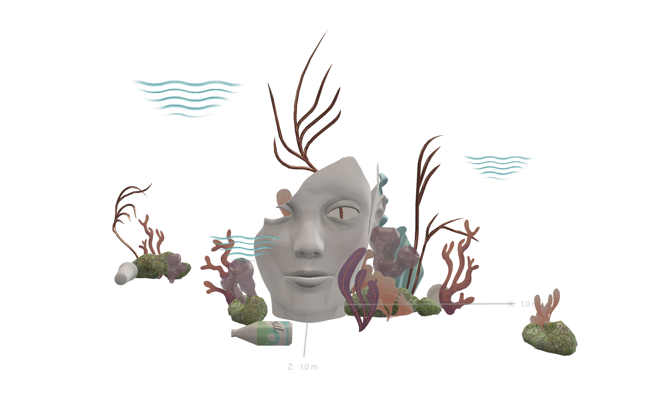 Earth Day AR — behind the scenes in Adobe Aero, front view of scene setup