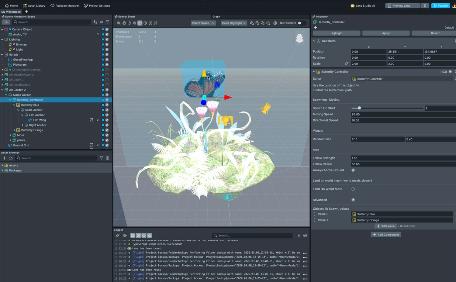 Lens Studio build process for a Ghost Flora species