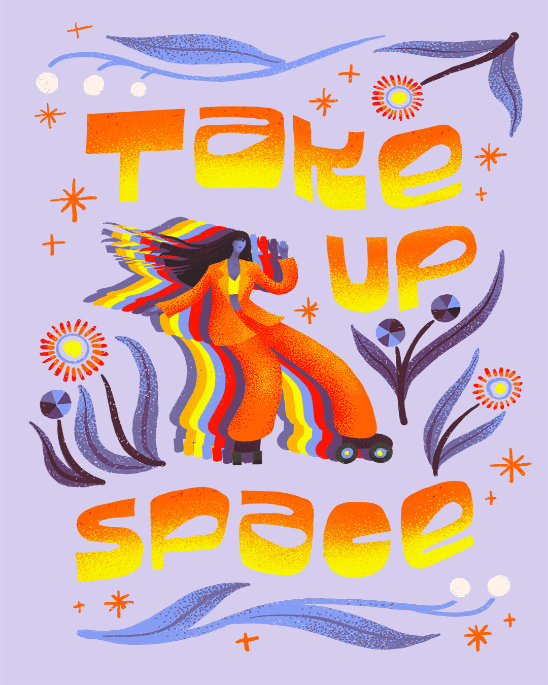 International Women's Day AR — Take Up Space artwork showing a woman with arms spread wide