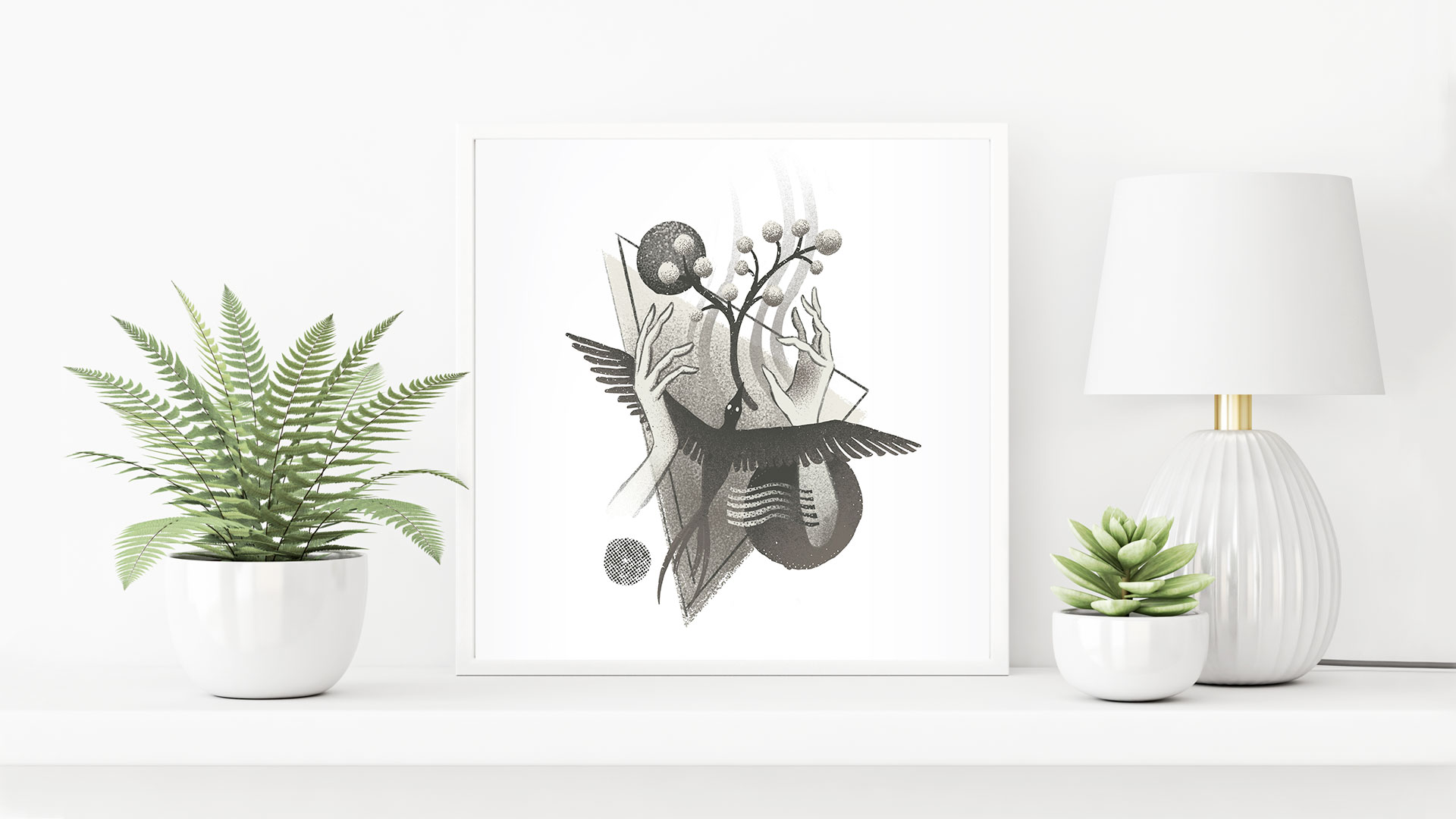 Summoner — framed illustration art print with embedded AR experience