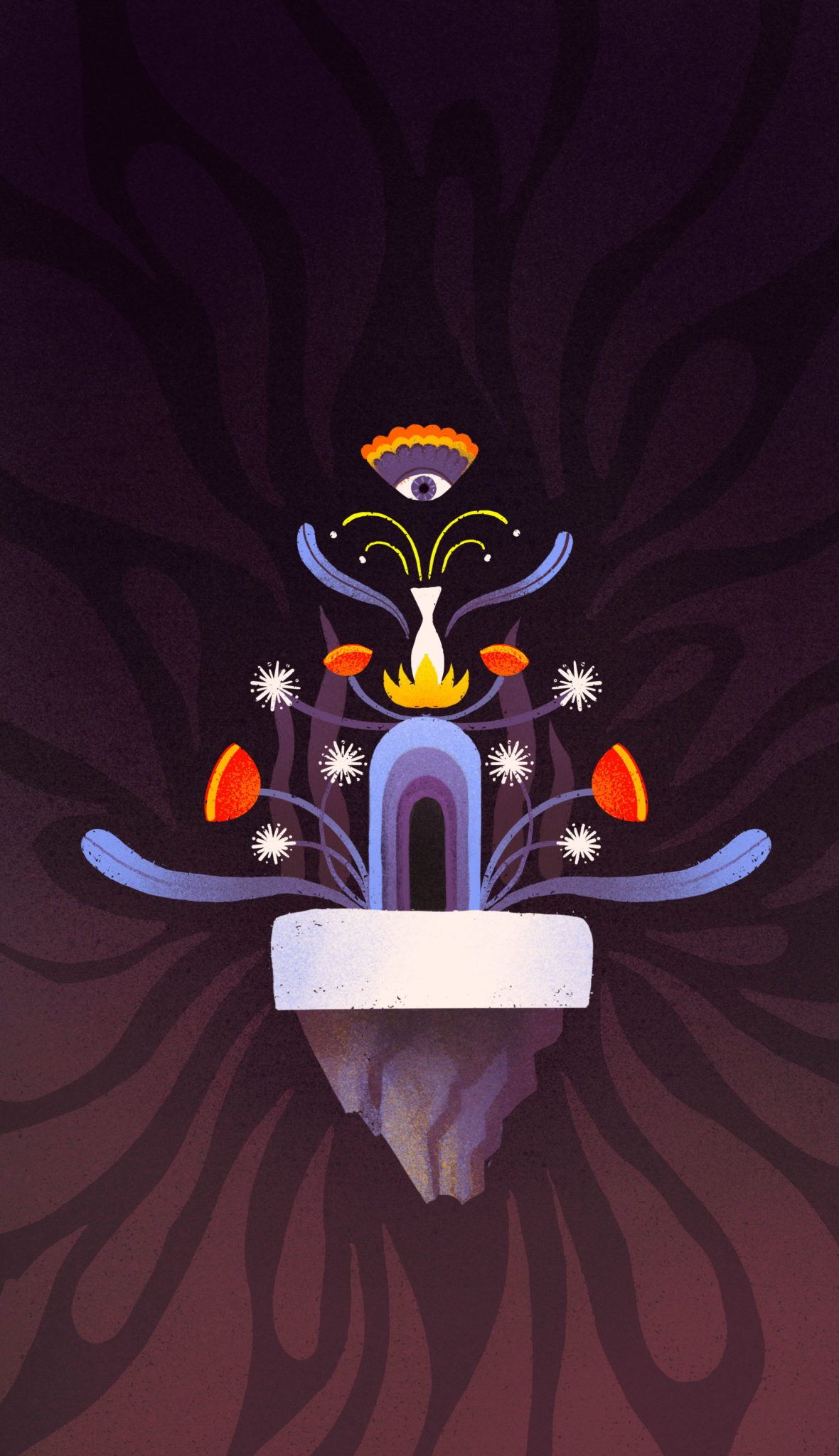 The Door — island illustration after entering the door, in full color