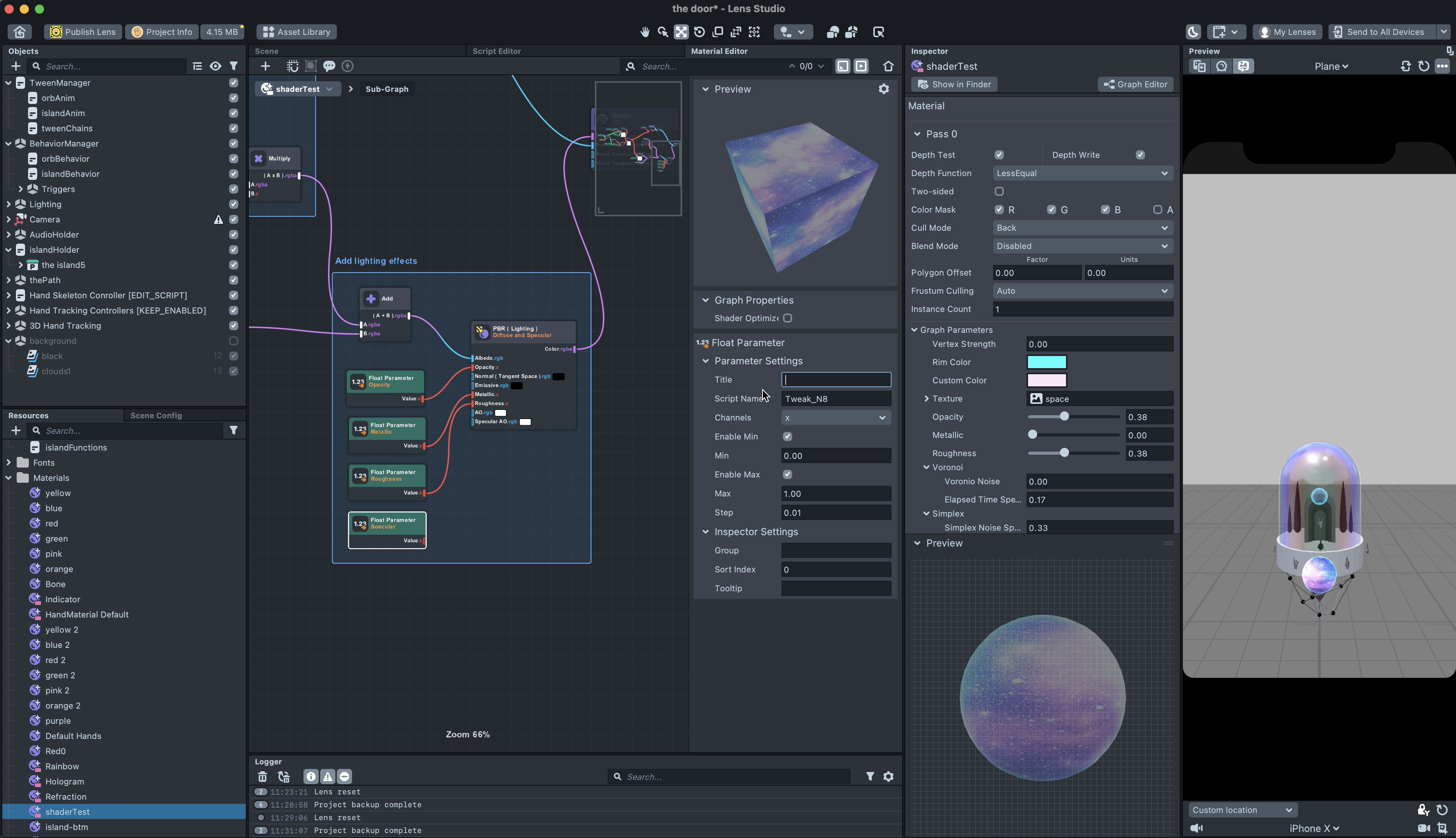 The Door — shader setup documentation in Lens Studio