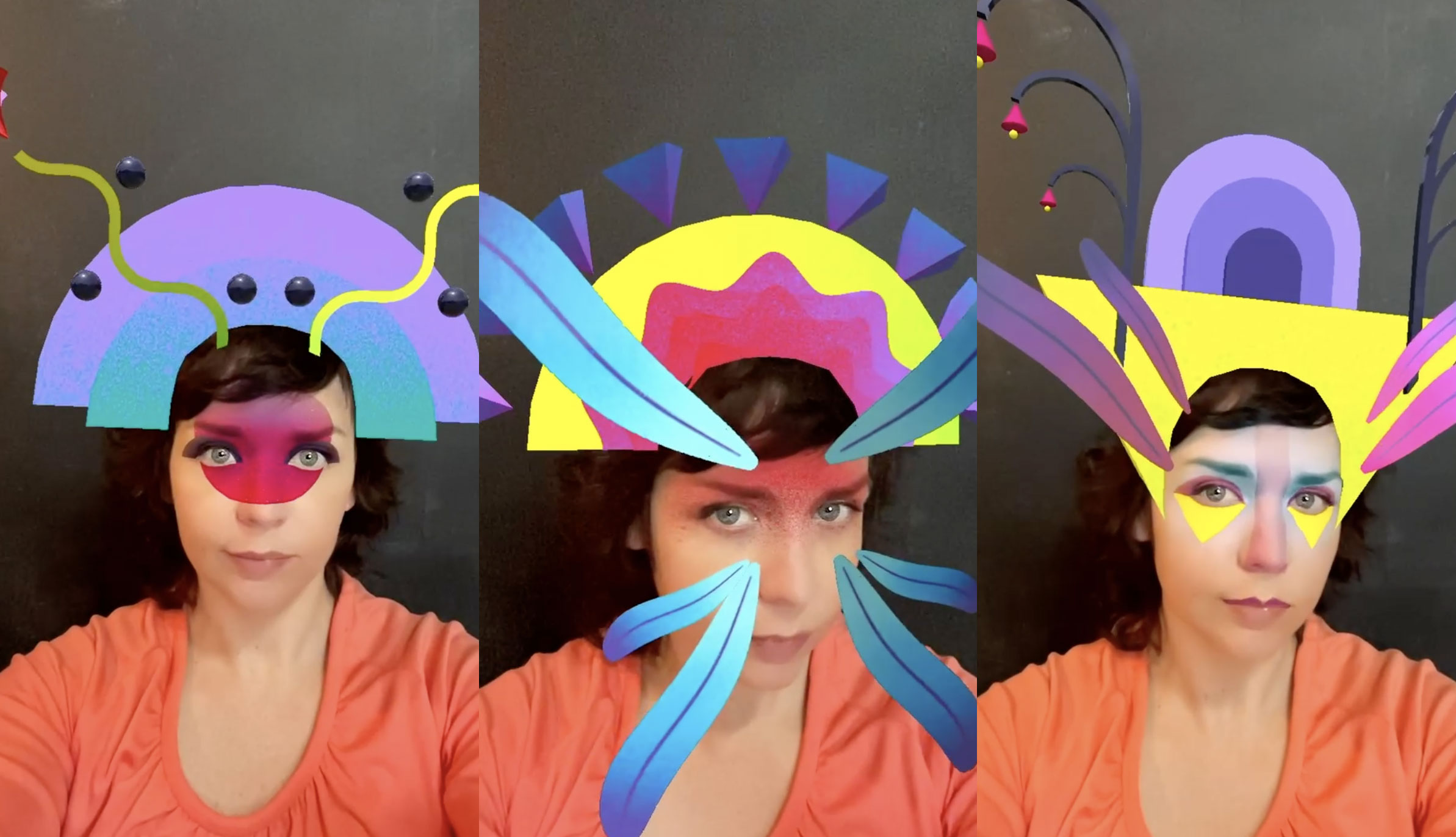 The Future Garden face filter series — character variations and botanical transformations