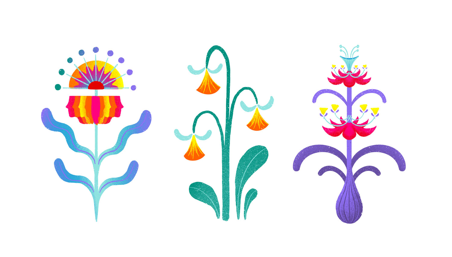 Flower design illustrations — hand-drawn botanical patterns and plant designs