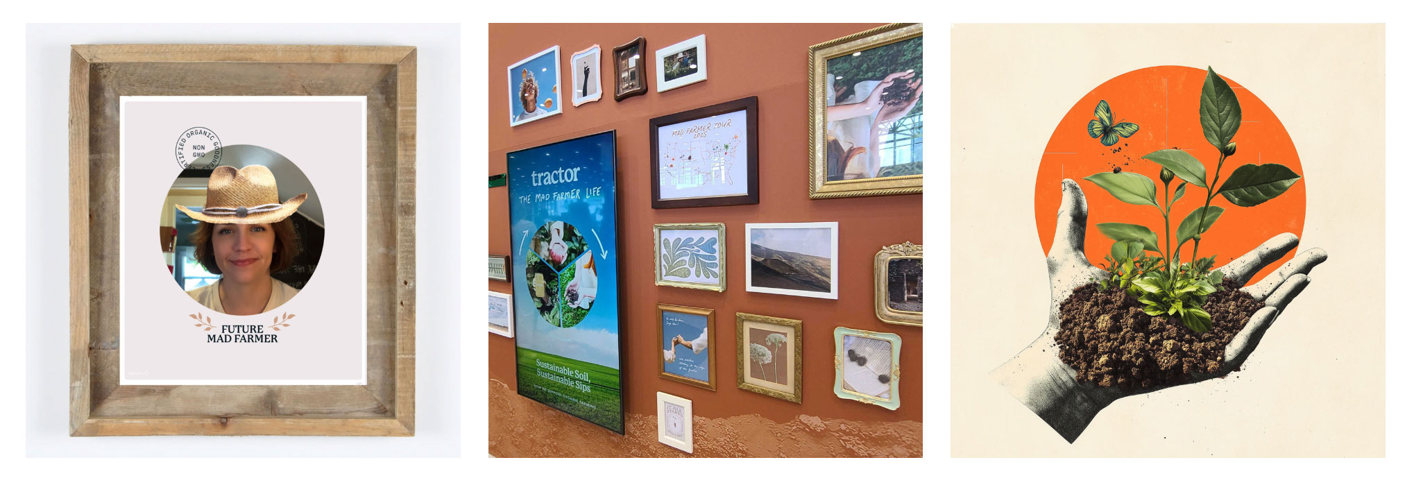 AR mirror and gallery wall — framed AR experience embedded within curated brand imagery at the NRA booth