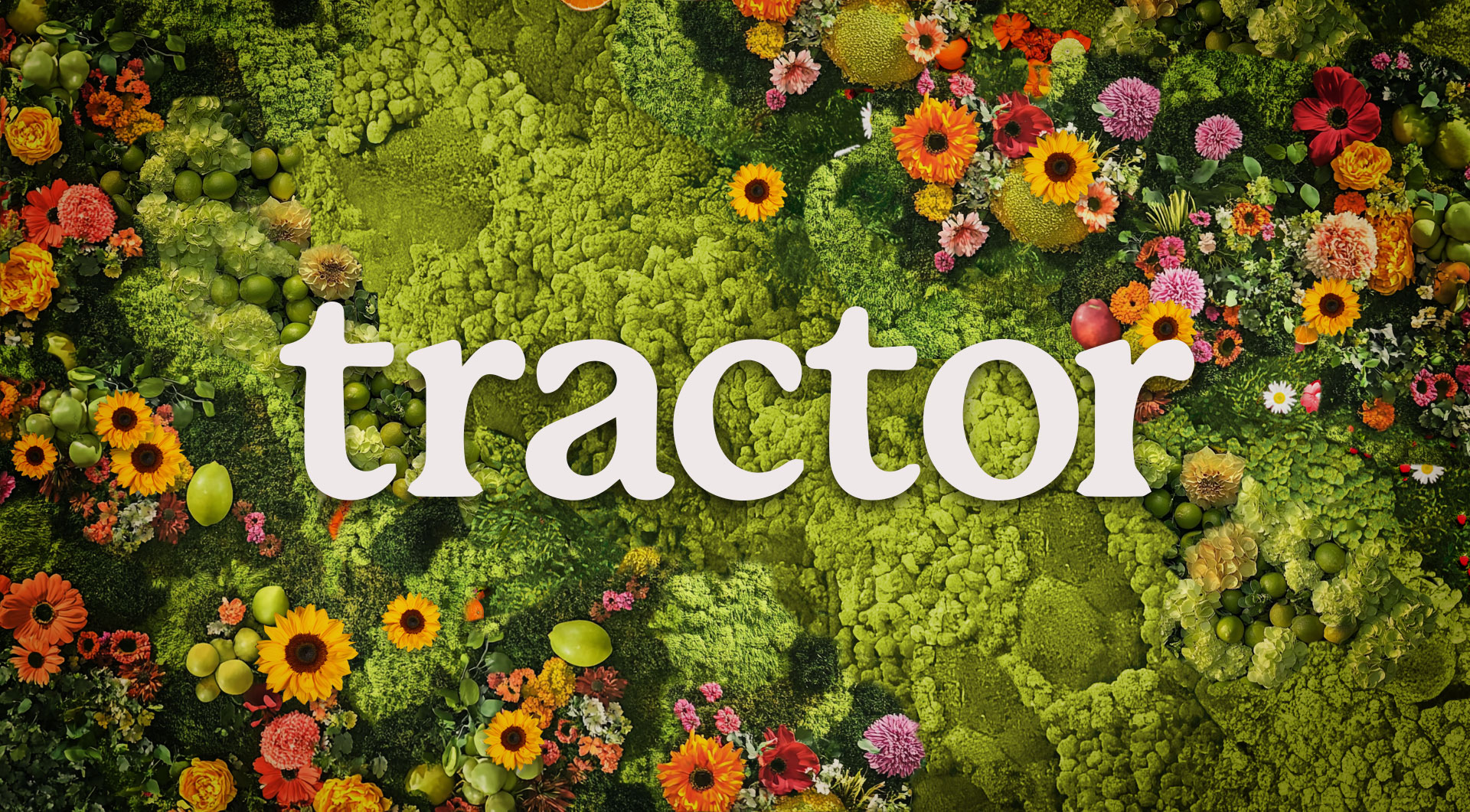 Moss wall drink station — branded beverage bar with live moss wall and Tractor Beverage signage