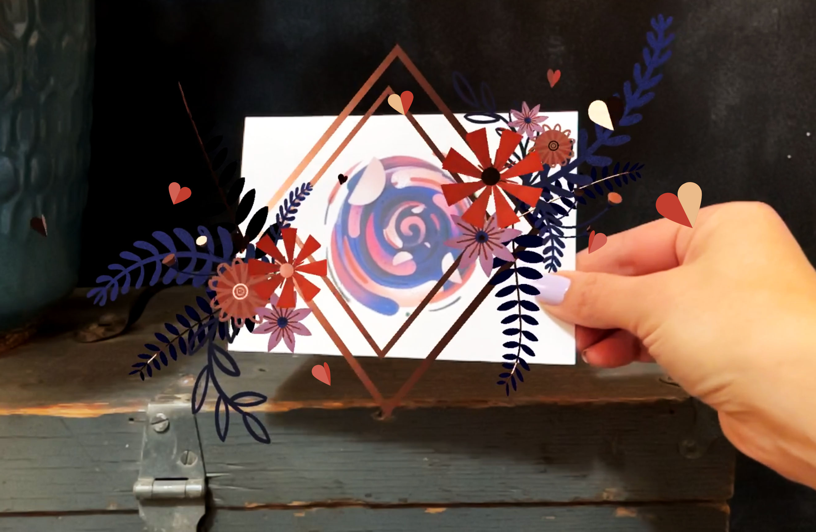 AR Valentines — feature shot showing the animated AR valentine in the physical environment