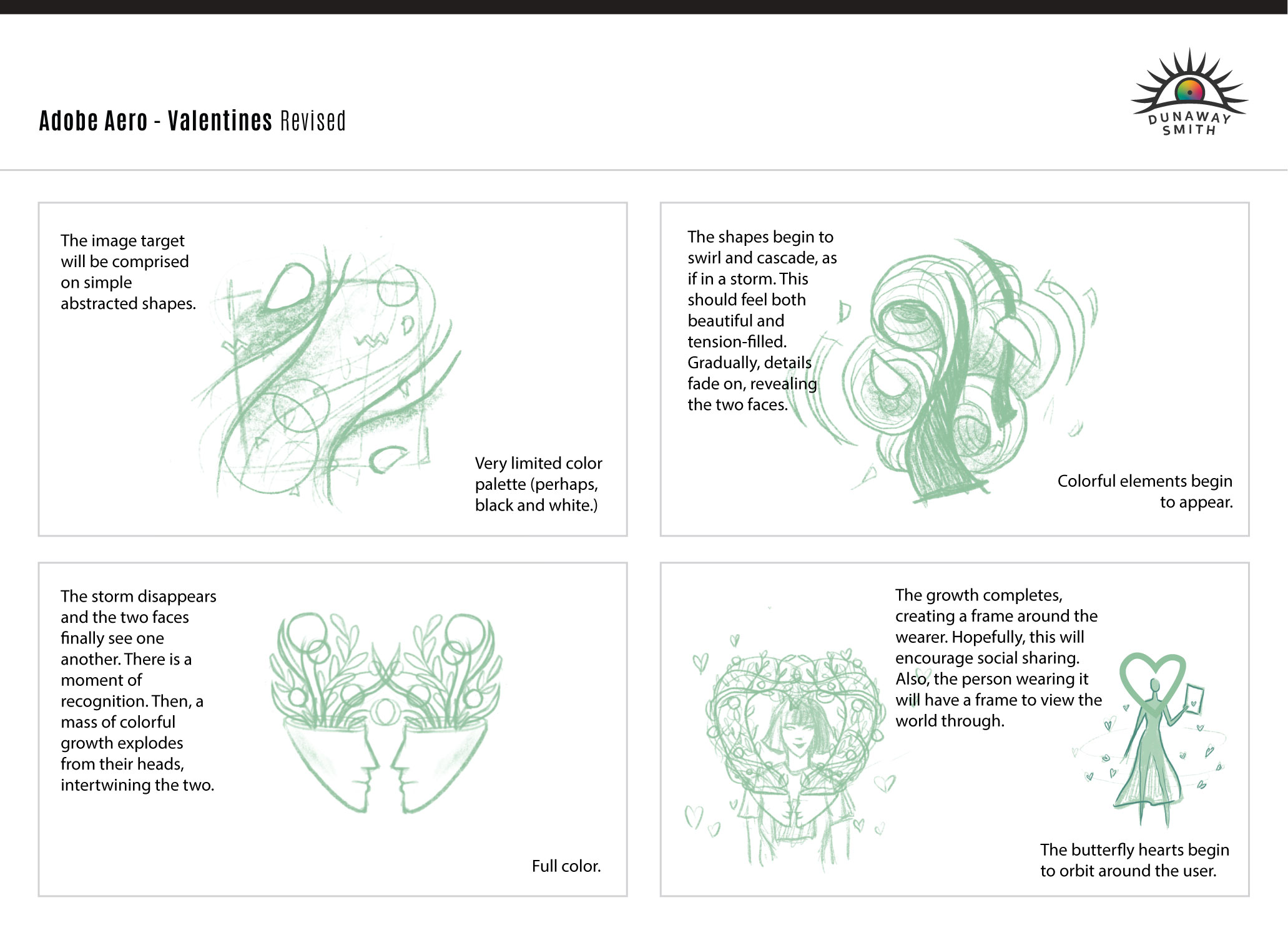 AR Valentines — revised storyboard for the animated AR valentine