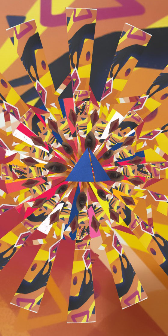 VMF Kaleidoscope — wall AR filter projecting the audience outward onto the surrounding environment