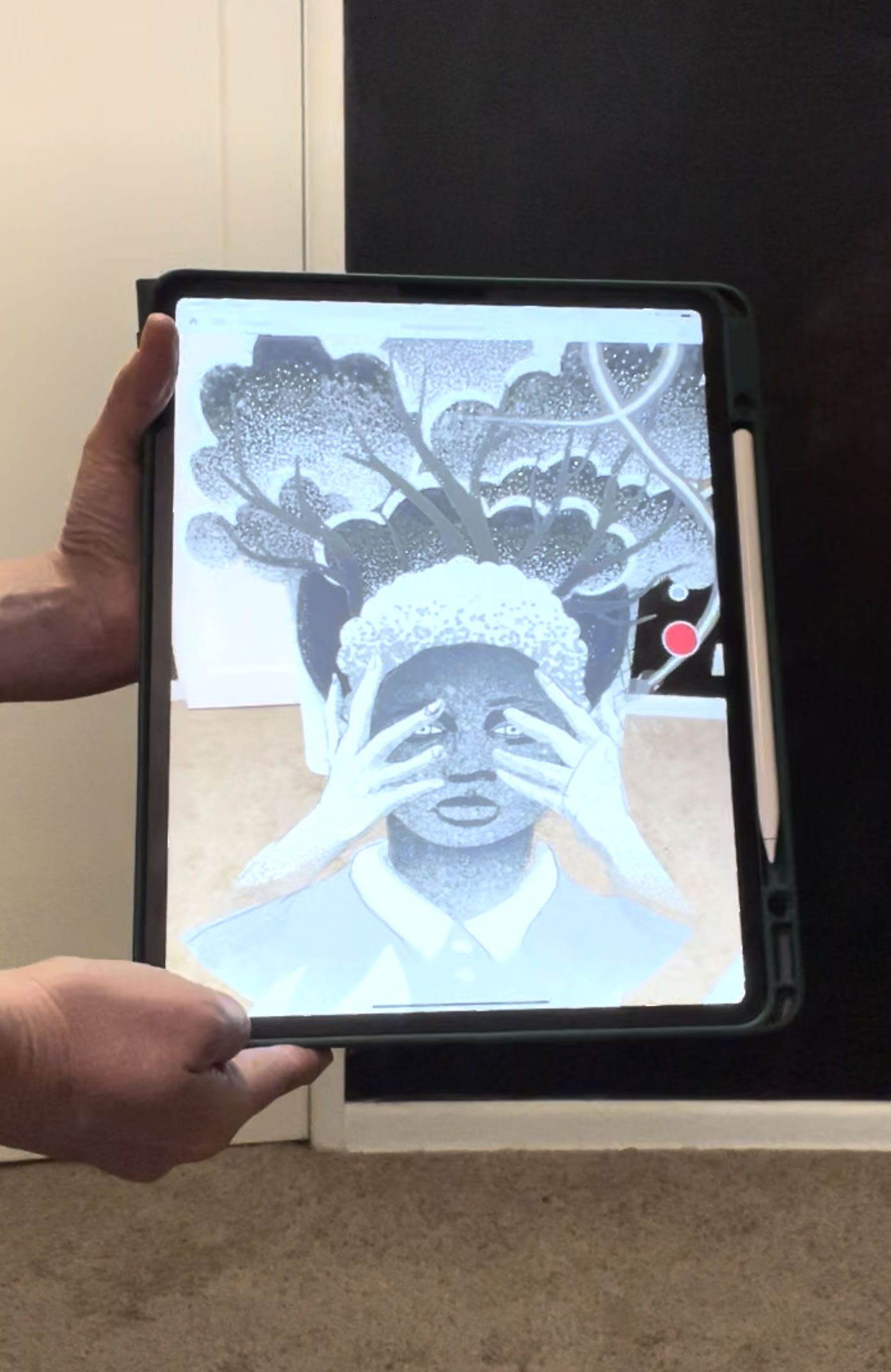 White Washing AR — hands engaged in washing motion, central metaphor of the AR artwork